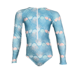 Long Sleeved UV Zip-Up One Piece - Jellyfish