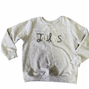 Sweater with Custom Name Embroidery (Grey Melange)